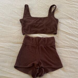 Abercrombie & Fitch Brown Ribbed Two-Piece Set